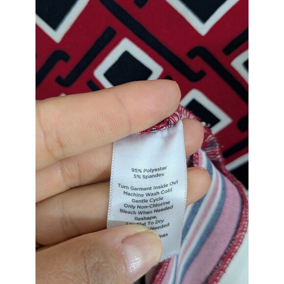 Talbots Red/Black Diamond Print 3/4 Sleeve Shift Dress Sz 3XP Jersey Knit Career - Picture 6 of 7